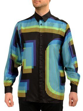 Scuderia Ferrari Printed "Flunga Hologram" 100% Silk Shirt US XS IT 46